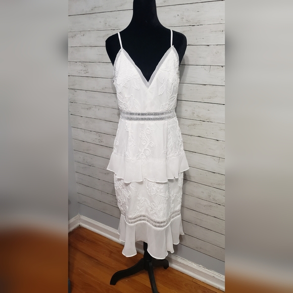 Adrian by Adrian mattox Dresses & Skirts - Adrian Mattox White Dress Sz6 Adjustable Thin Straps Ruffle Lace Wedding Cruise